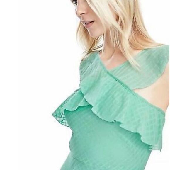 New! Banana Republic Mint Green Cross Cross Dress - Picture 3 of 9